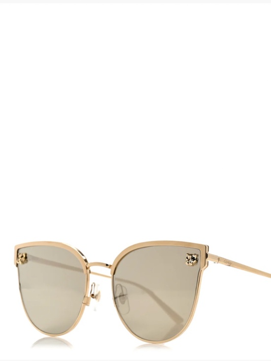 NEW - Authentic Panthere De Cartier Cat Eye Sunglasses CT0198S Gold main image 8